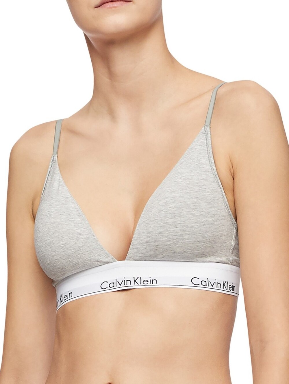 Calvin Klein Light Grey Cotton Bralette with Logo Band